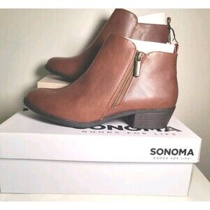 NEW Sonoma Millo Women's Ankle Boots Brown Cognac  Size 9 Memory Foam Booties